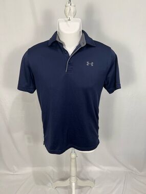 Under Armour Navy Short-Sleeve Polo with Contrast Collar